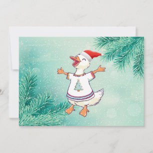 Christmas Duck in Festive Sweater Holiday Card
