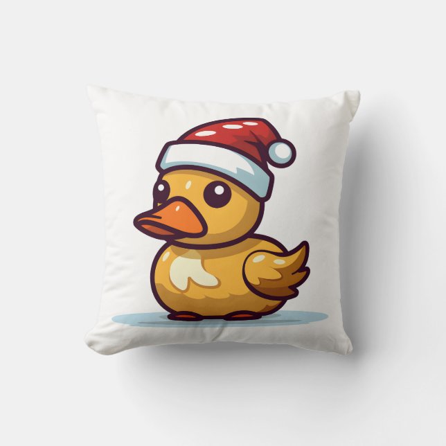 Christmas Duck in Santa hat Cushion (Front)