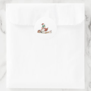 Christmas Duck Reading Book for Cosy Holiday Reade Classic Round Sticker