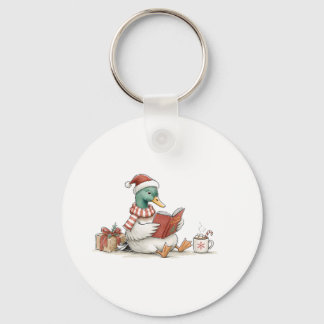 Christmas Duck Reading Book for Cosy Holiday Reade Key Ring