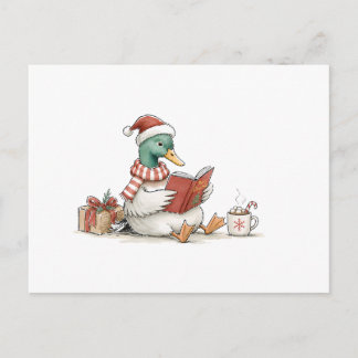 Christmas Duck Reading Book for Cosy Holiday Reade Postcard