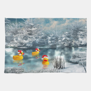 Christmas duck tea towel