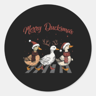 Christmas Ducks Merry Ducksmas Funny Animals Holid Classic Round Sticker