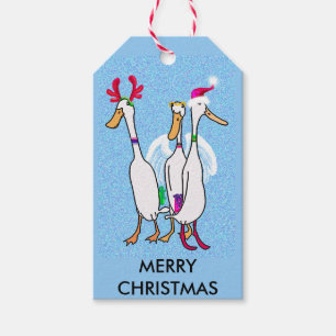 Christmas ducks with presents gift tags