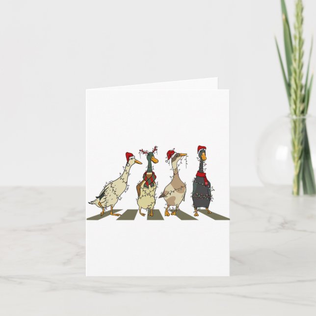 Christmas Ducks Xmas Tree Lights Duck Christmas Fa Card (Front)