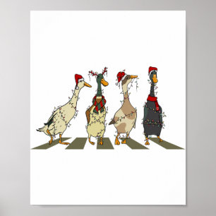 Christmas Ducks Xmas Tree Lights Duck Christmas Fa Poster