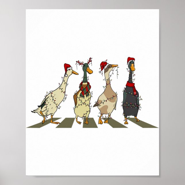 Christmas Ducks Xmas Tree Lights Duck Christmas Fa Poster (Front)