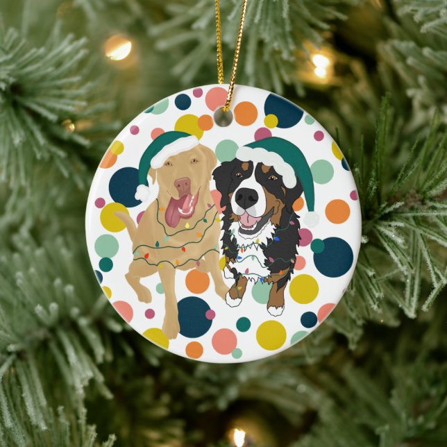 Christmas Dudley And Bernese polka  Ceramic Tree Decoration (Tree)