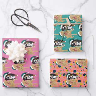 Christmas Dudley Labrador and Bernese Mountain Dog Wrapping Paper Sheet
