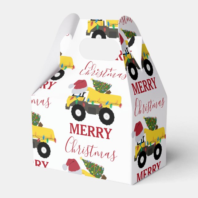 Christmas Dump Truck Construction Trucks Favour Box (Front Side)