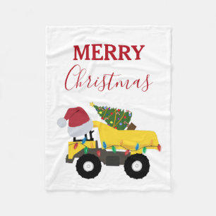 Christmas Dump Truck Construction Trucks  Fleece Blanket