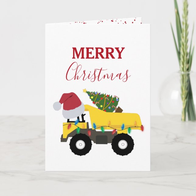 Christmas Dump Truck Construction Trucks  Holiday Card (Front)