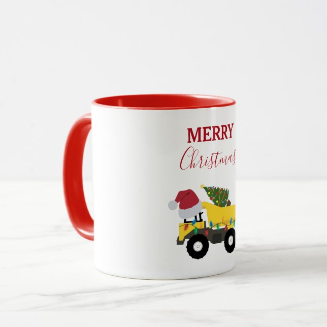 Christmas Dump Truck Construction Trucks Mug (Front Left)