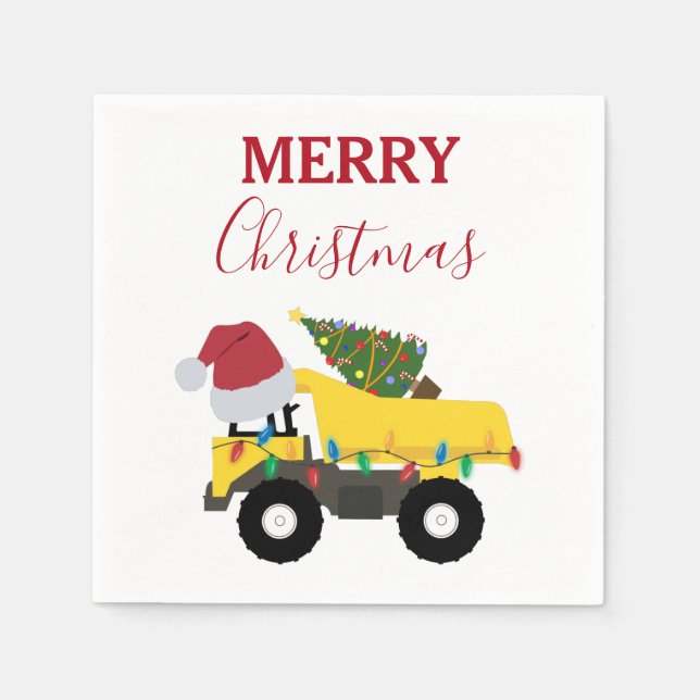 Christmas Dump Truck Construction Trucks Napkin (Front)