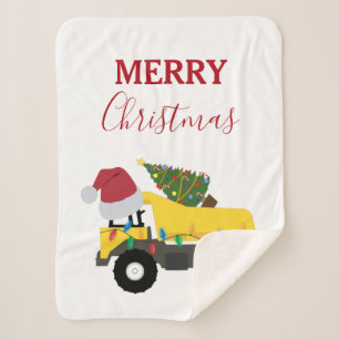 Christmas Dump Truck Construction Trucks Sherpa Blanket