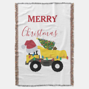 Christmas Dump Truck Construction Trucks  Throw Blanket