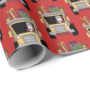 Christmas dump truck Santa party wrap tiled Wrapping Paper