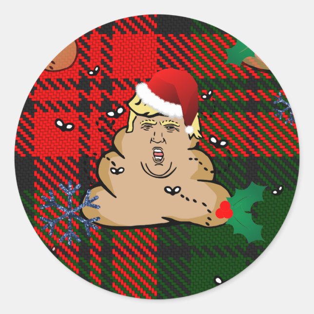 christmas dump trump classic round sticker (Front)