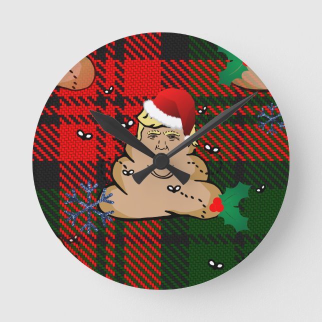 christmas dump trump round clock (Front)