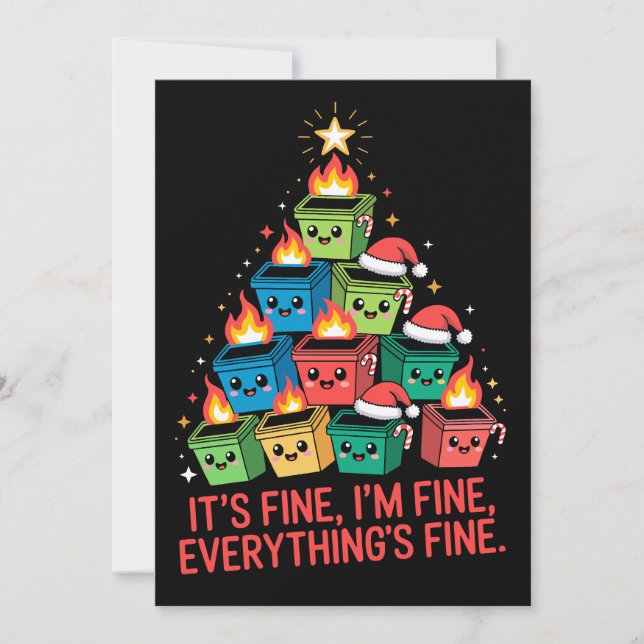 Christmas Dumpster Fire Tree It's Fine I'm Fine Invitation (Front)