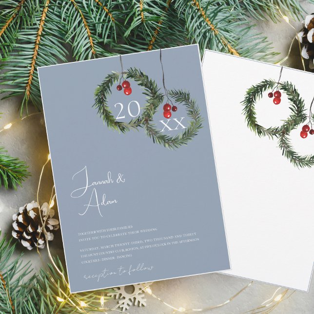 Christmas Dusty Blue Winter Festive Wedding Invitation (Creator Uploaded)