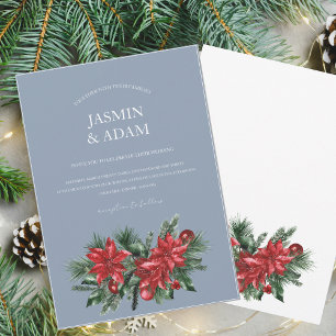 Christmas Dusty Blue Winter Festive Wedding Invitation