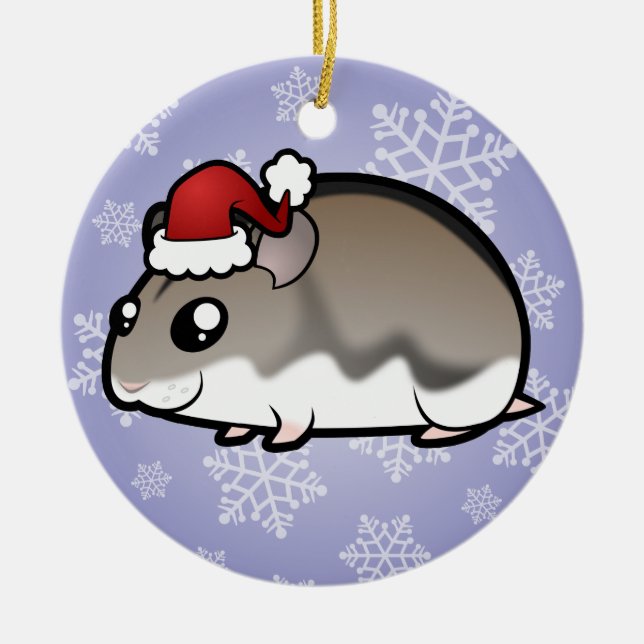 Christmas Dwarf Hamster Ceramic Tree Decoration (Front)