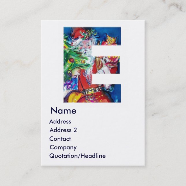 CHRISTMAS E LETTER / SANTA WITH CHRISTMAS TREE BUSINESS CARD (Front)