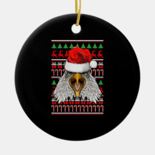 Christmas Eagle Santa Hat Cute Animal Ugly Xmas Ceramic Tree Decoration