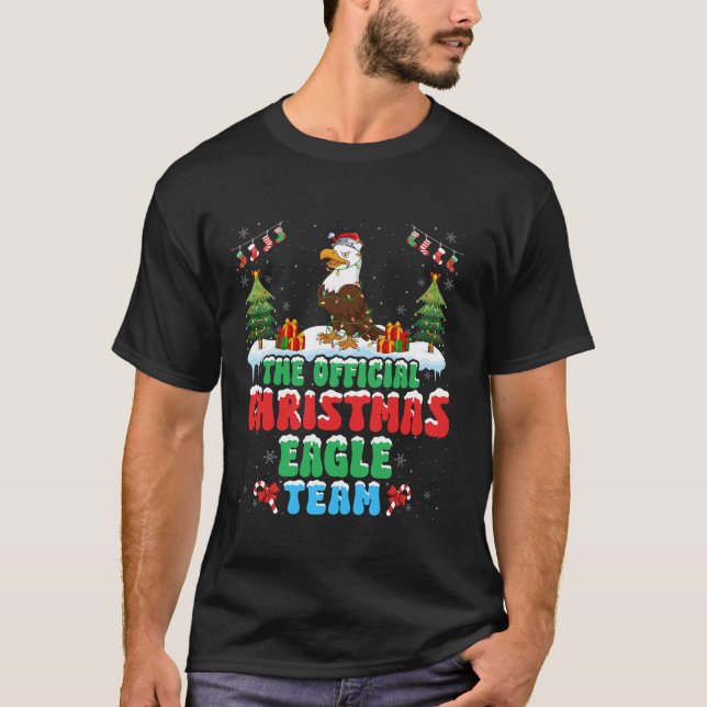 Christmas Eagle Team Eagle Wearing Santa Hat Xmas  T-Shirt (Front)