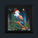 Christmas Eagle Wearing Santa Hat  Gift Box<br><div class="desc">A gorgeous magestic bald eagle Christmas tile art wooden keepsake jewellery box. Features a bald eagle wearing a santa hat in a wintery snow scene. Great patriotic gift or for eagle lovers.</div>