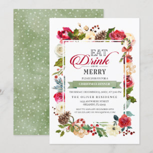 Christmas Eat Drink And Be Merry Dinner Invitation