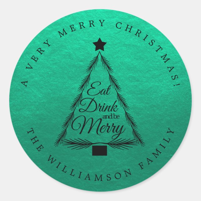 Christmas Eat Drink Merry Monogram Envelope Seal (Front)