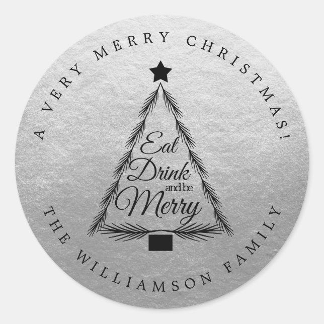 Christmas Eat Drink Merry Monogram Envelope Seal (Front)