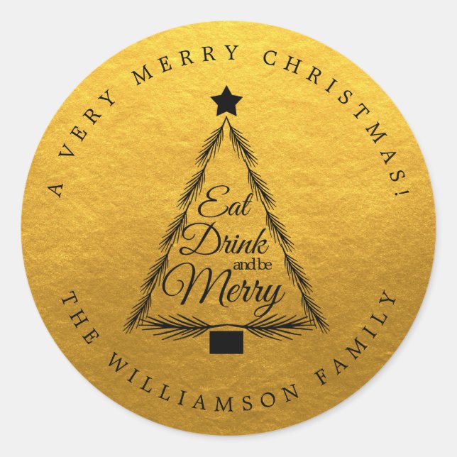 Christmas Eat Drink Merry Monogram Envelope Seal (Front)