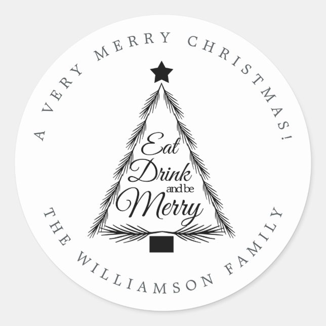 Christmas Eat Drink Merry Monogram Envelope Seal (Front)