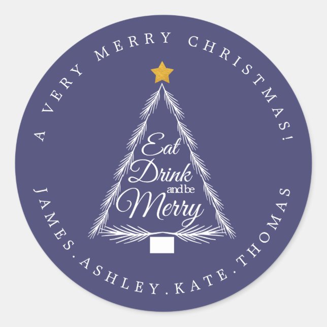 Christmas Eat Drink Merry Navy Blue Envelope Seal (Front)