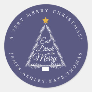 Christmas Eat Drink Merry Navy Blue Envelope Seal