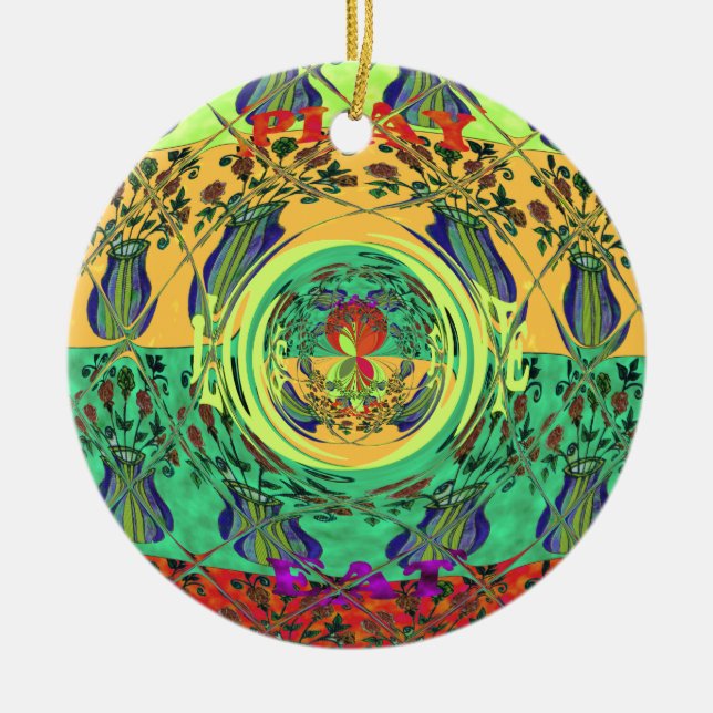 Christmas Eat Love Play Hakuna Matata Colour.png Ceramic Tree Decoration (Front)