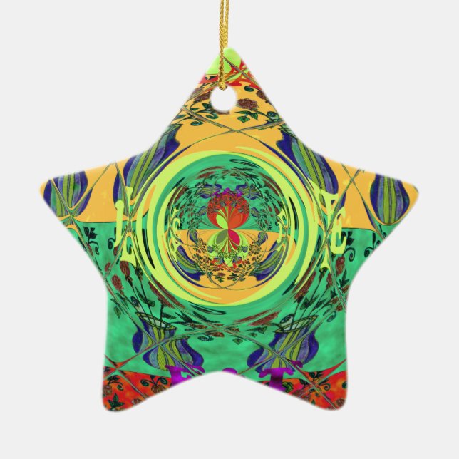 Christmas Eat Love Play Hakuna Matata Colour.png Ceramic Tree Decoration (Front)