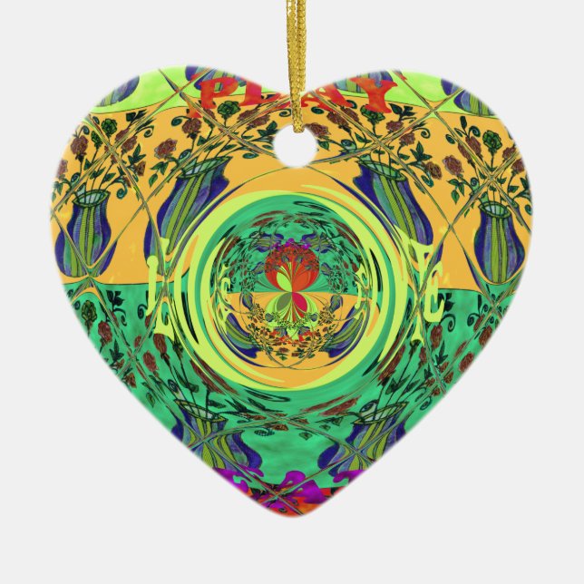 Christmas Eat Love Play Hakuna Matata Colour.png Ceramic Tree Decoration (Front)