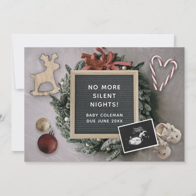 Christmas Editable Baby Sonogram Pregnancy Announc Announcement (Front)
