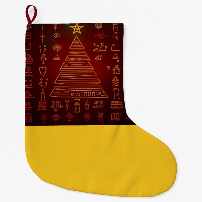 Christmas Egyptian Hieroglyphs 1 Large Christmas Stocking (Front)
