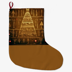 Christmas Egyptian Hieroglyphs 3 Large Christmas Stocking