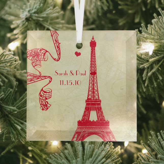Christmas Eiffel Tower Glass Tree Decoration (Insitu)