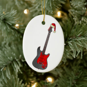 Christmas Electric Guitar Ceramic Tree Decoration
