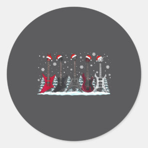 Christmas Electric Guitars Metalhead Guitarist Xma Classic Round Sticker