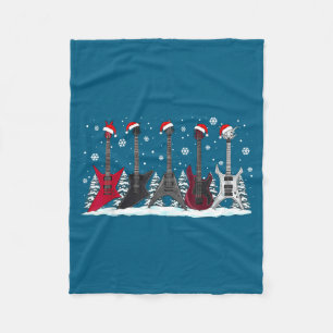 Christmas Electric Guitars Metalhead Guitarist Xma Fleece Blanket