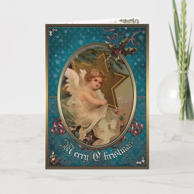 Christmas Elegance Card - Angel and Star. (Front)