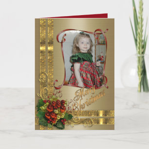 Christmas elegance photo card gold & red Victorian